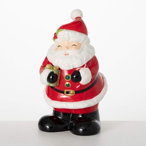 13"H Sullivans Christmas Whimsical Santa Cookie Jar, Red-White, Indoor Christmas Decor - 1 of 4