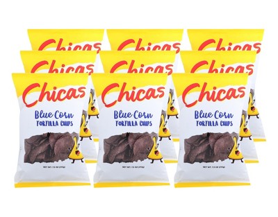 Photo 1 of Chicas Blue Corn Tortilla Chips - Case of 9/7.5 oz