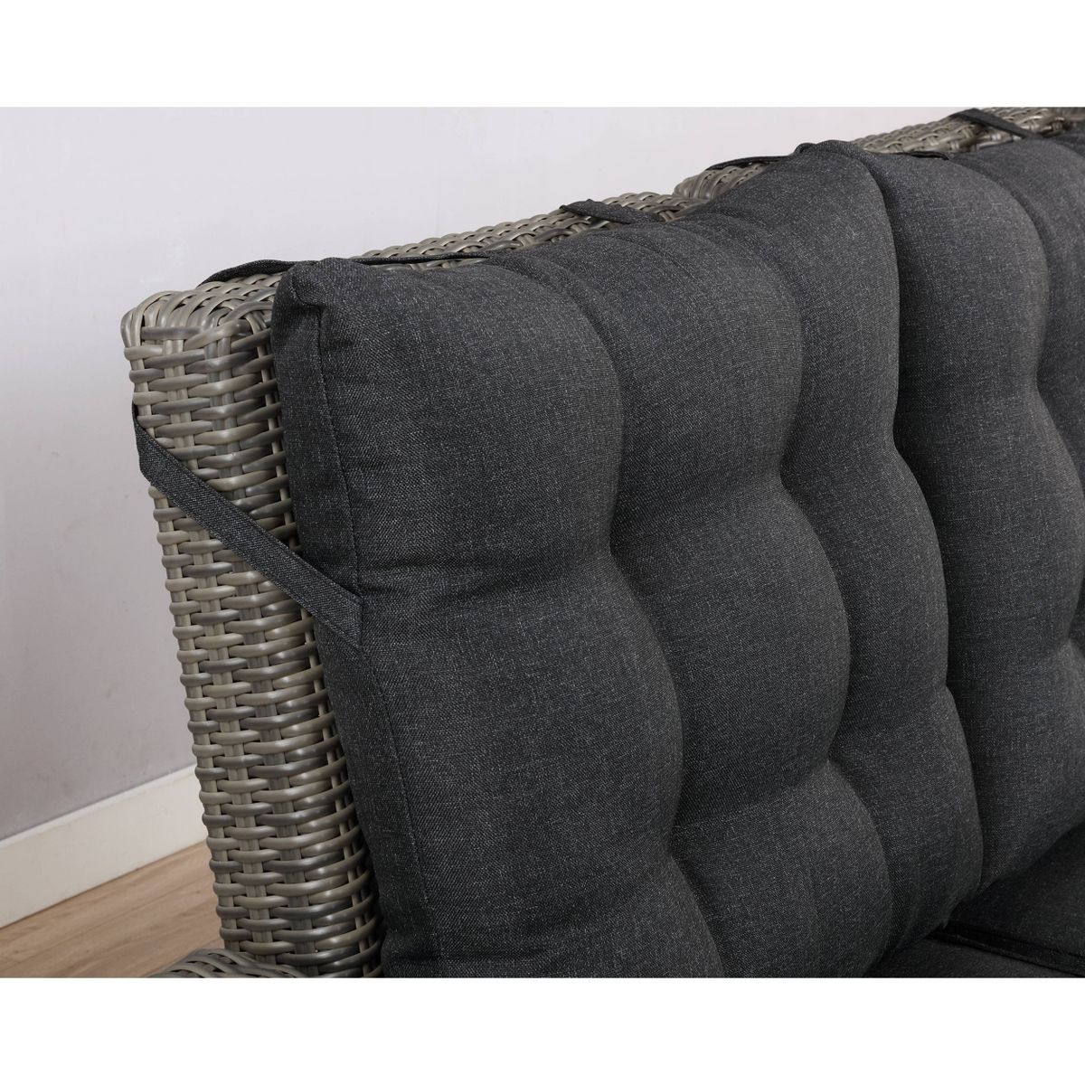 Alaterre Furniture Asti Wicker 3 Seat Reclining Sofa with Cushions Gray: Weather-Resistant Patio Furniture - thumbnail 6