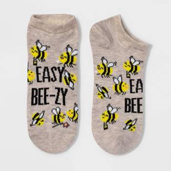 Women's 'Easy Beezy' Bee Low Cut Socks - Xhilaration™ Oatmeal Heather 4-10