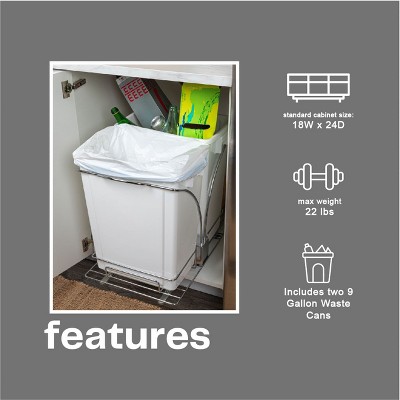 White Double 9 Gallon Pull-Out Plastic Trash Cans