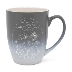 Elanze Designs Consider How The Wild Flowers Grow Two Toned Ombre Matte Gray and White 12 ounce Ceramic Stoneware Coffee Cup Mug - 1 of 4
