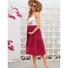 Women's High Waist Maternity Skirt Summer Floral Pleated Swing A Line Midi Skirts  Whit Pocket - 4 of 4