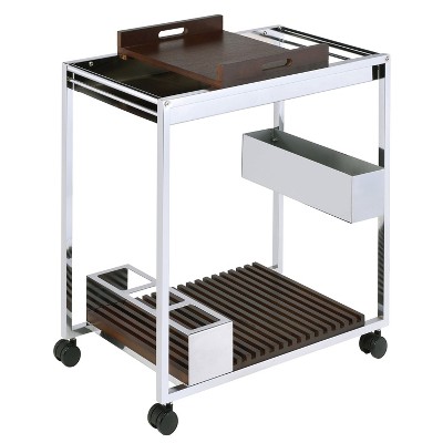 NicBex Mobile Kitchen Island Cart Metal Frame Kitchen Carts on Wheels with Storage, 2-Tier Shelves and Spice Rack for Kitchen, Brown