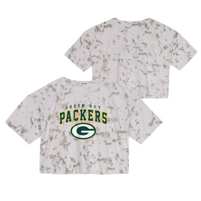 NFL Green Bay Packers Junior Short Sleeve Tie-Dye Fashion Crop T-Shirt - XL