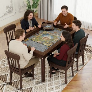 63"x40" multifunctional board game table,suitable for 4-6 people, with a removable tabletop,sturdy wooden legs,non-slip game mat, rotating cup holder - 1 of 3