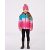 Deux par Deux Girl Quilted Mid-Season Jacket Green and Pink Gradient - 3 of 4