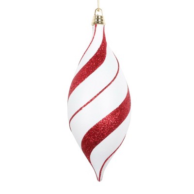 Vickerman White and Red Glitter Ornament