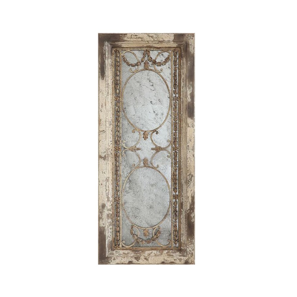 Storied Home Framed Antique Wall Mirror: Vintage Rectangular, Distressed Metal, No Assembly Required