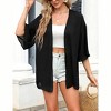 Clearlove Women's Chiffon Cardigan Sheer 3/4 Sleeve Open Front Wraparound Cover-Up Lightweight Cape Sleeve Beach - 4 of 4