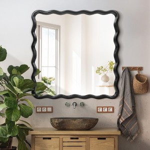 Beautyolove Rectangle Wood Framed Wavy Wall Mirror - 1 of 4