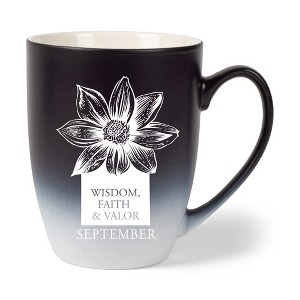 Elanze Designs Wisdom Faith And Valor Two Toned Ombre Matte Black and White 12 ounce Ceramic Stoneware Coffee Cup Mug - 1 of 4