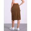 Allegra K Women's High Waisted Elastic Back Corduroy Midi Cargo Skirts with Pockets - 3 of 4