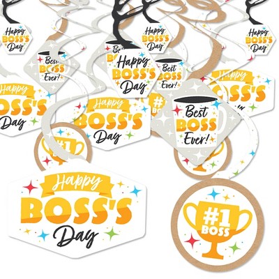 Big Dot of Happiness Happy Boss's Day - Best Boss Ever Hanging Decor - Party Decoration Swirls - Set of 40