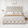 Whizmax Bed Frame with 4 Storage Drawers, Linen Upholstered Platform Bed Frame with Adjustable Headboard, Diamond Stitched Button Tufted, Off White - image 4 of 4