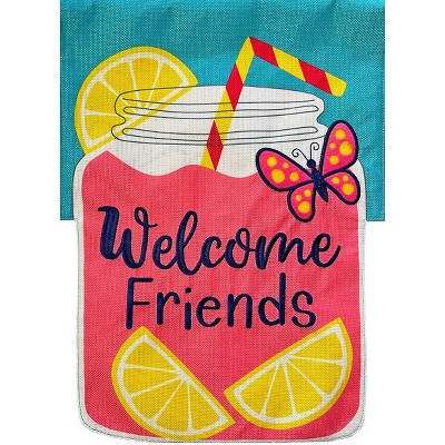 Lemonade Friends Summer Burlap Garden Flag 18" x 12.5" Briarwood Lane