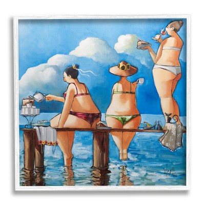 Stupell Industries Whimsical Summer Beach Ladies Framed Giclee Art