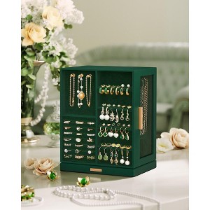 Jewelry Box 360° Rotating, Accessory Organizer with 5 Drawers, Glass Window Spacious - 1 of 4
