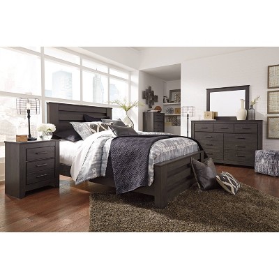 Charcoal Gray 2-Drawer Transitional Nightstand