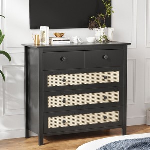 Okak Farmhouse Sideboard Cabinet, Buffet Cabinet with 4 Drawers, Storage Cabinet for Living Room, Dining Room, Kitchen, Black - 1 of 4