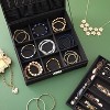 2-Layer Jewelry Box with Lock, Black Velvet Travel Organizer for Earrings & Necklaces, 10.5x10.5x3.5 Inches - 2 of 4
