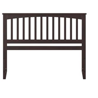 Espresso Queen Mission Headboard with USB Charging Station