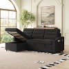 83.5" Convertible Sleeper Sofa with Storage Recliner & Cup Holder, Polyester Fabric (Space-Saving Design) - 3 of 4