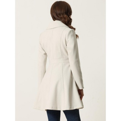 INSPIRE CHIC Women's Winter Long Lapel Collar Double Breast Coats Large Cream White — фото 3