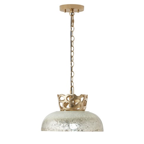 River of Goods 13" Coralie Painted Silver Glass Dome Shaped Pendant Light: UL Listed, Metal Body, E26 - image 1 of 4