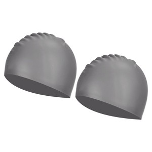 Unique Bargains Silicone Waterproof Non-Slip Adult Swimming Caps 2 Pcs - 1 of 4