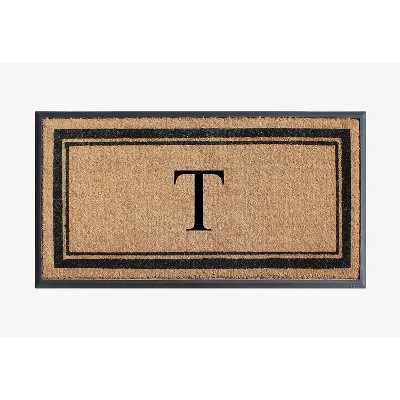 A1HC Natural Rubber Coir Outdoor Doormat 24x48 Monogrammed Anti-Shed Treated Durable Front Door Mat