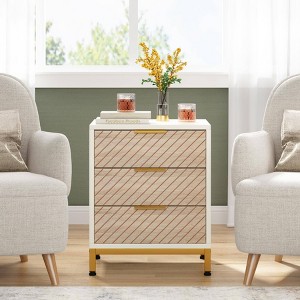 LITTLE TREE 3 Drawer Nightstand Wood Grain White/Wood - 1 of 4