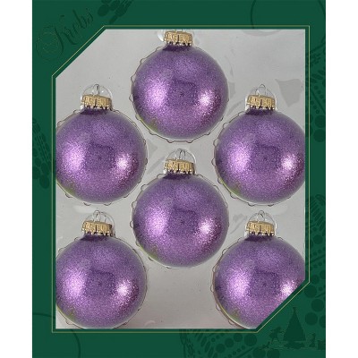 Christmas By Krebs - 67mm / 2.625" Designer Glass Baubles [8 Pieces] - Purple Sparkle