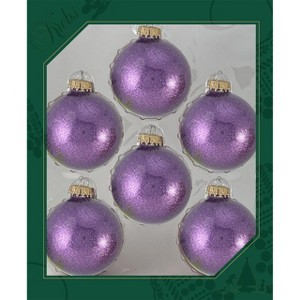 Christmas By Krebs - 67mm / 2.625" Designer Glass Baubles [8 Pieces] - Purple Sparkle - 1 of 3