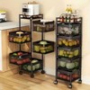 Racxily 5 Tier Kitchen Storage Shelf, Rolling Metal Fruit Vegetable Storage Basket, Multi-Layer Vegetable Rack, Trolley on Wheels - 2 of 4
