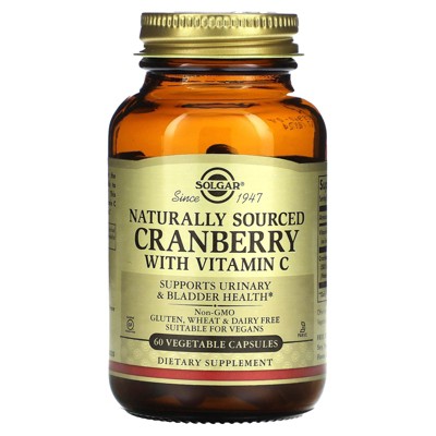 Solgar Cranberry with Vitamin C, Naturally Sourced, 60 Vegetable Capsules