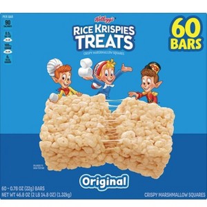 Rice Krispie's Treats Marshmallow Bars, Original, 60 Count Mini Squares, Sweet Crispy Marshmallow Cereal Kids Snacks - 1 of 4