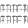 vidaXL Patio Bar Set Outdoor Garden Table with Stool with Cushions Poly Rattan - Gray 70.9" Table Length 10 Pieces - 4 of 4