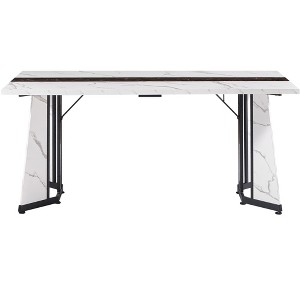 TiramisuBest 70.9"Rectangular Waterproof Dining Table for 8, with Adjustable Legs, Ideal for Kitchen, Living Room, Rustic Brown Finish, Black - 1 of 4