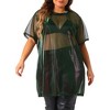 Agnes Orinda Women's Plus Size Shiny Sheer Mesh Holographic Short Sleeve Party Tunic T-shirts - 2 of 4