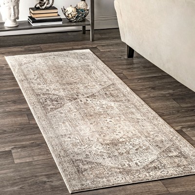 Reversible Silver Medallion 30" Synthetic Runner Rug