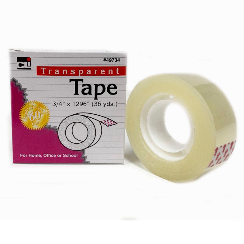 Charles Leonard Transparent Tape, 3/4" x 36 yds, 1" Core, 1 Roll, 1 of 2