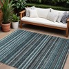 Teal Blue Sky Blue And Gray Striped Washable Indoor Outdoor Area Rug - 2 of 4
