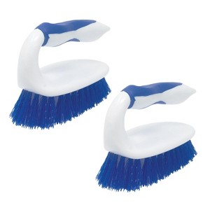 Lola Products Iron Shaped Handled Scrub Brush, Ergonomic Handle, No Slip Grip, Fiber Bristles, Heavy Duty Tile & Floor Cleaner, 2 Pack - 1 of 4