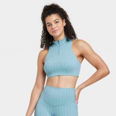 Women's High Neck Zip-up Bra - Joylab™ Light Blue Xs : Target