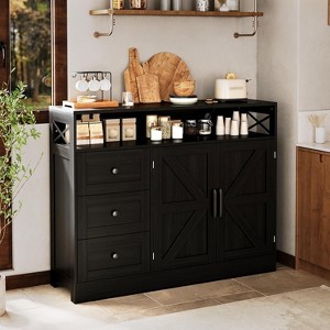 GustoWave 51" Large Sideboard with Drawers and Outlets, Shelf Door - 1 of 4
