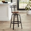 Elm Lane Clifton Bronze Metal Swivel Bar Stool Brown 29 1/2" High Industrial Adjustable Wood Seat with Backrest Footrest for Kitchen Counter Height - 2 of 4