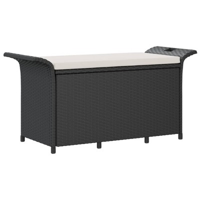 vidaXL Patio Bench with Cushion, Black 45.7"x18.1"x22.4" Poly Rattan