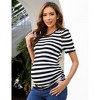 Maternity Tops Women's Casual Floral Printed Puff Short Sleeve Ruched Side Tunic Blouses Shirts Pregnancy Clothes - 3 of 4