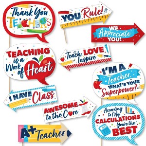 Big Dot of Happiness Funny Thank You Teachers - Teacher Appreciation Photo Booth Props Kit - 10 Piece - 1 of 4